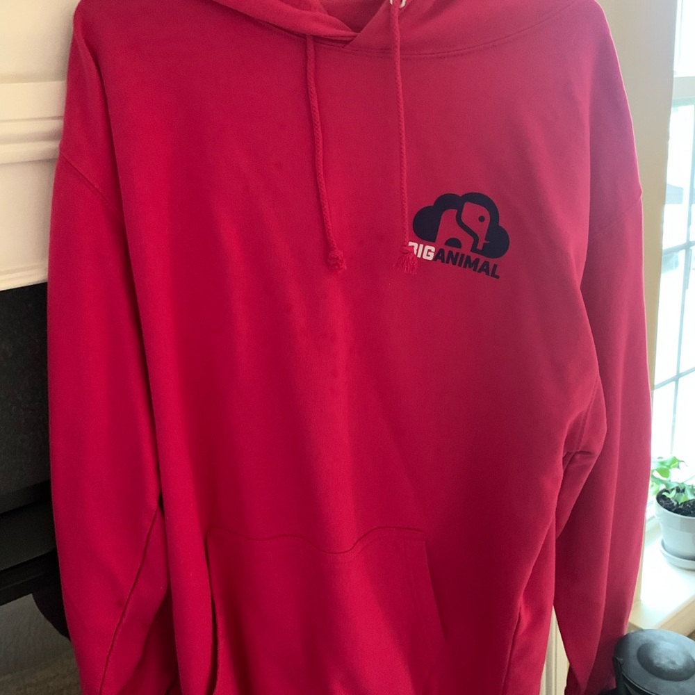 Big Animal pink Hoodie with Small Chest Logo